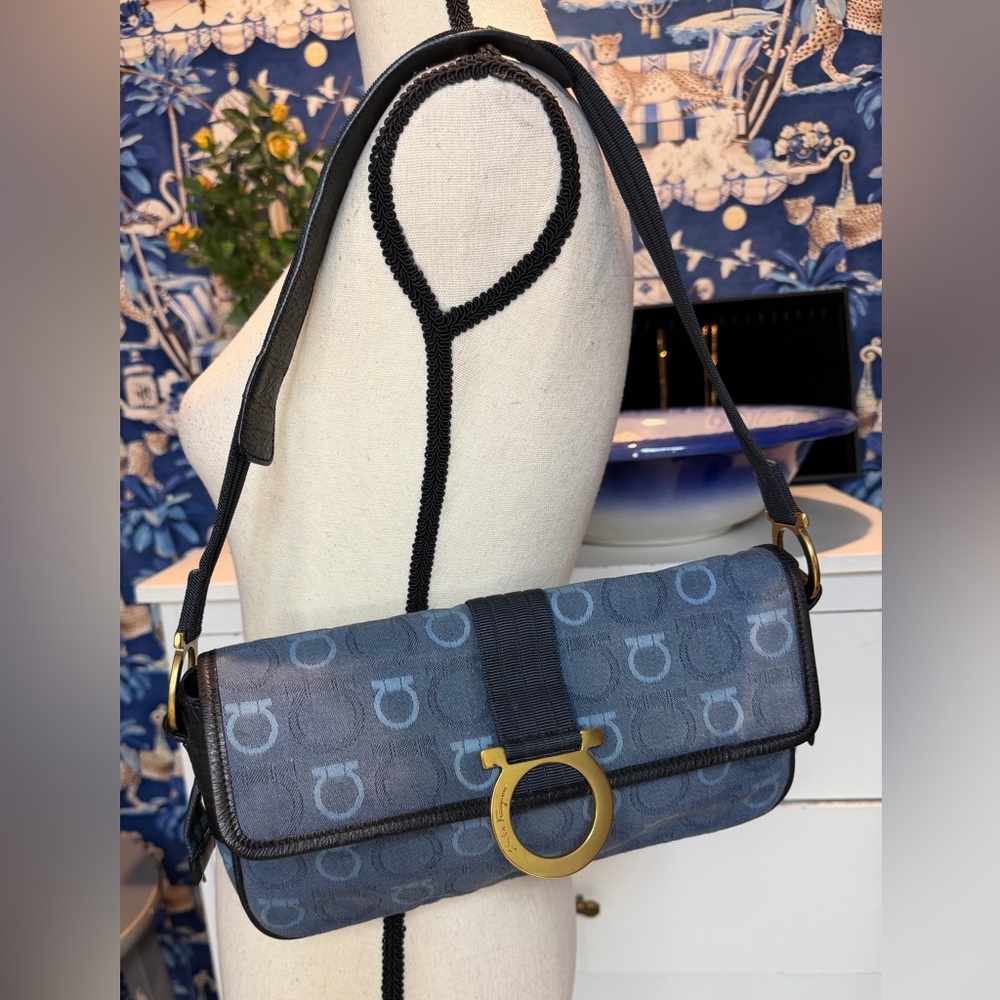 Salvatore Ferragamo Denim canvas bag lined in black leather